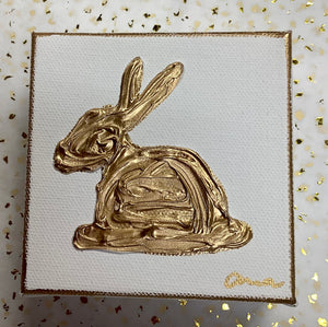 Gold Easter Bunny 4” Canvas
