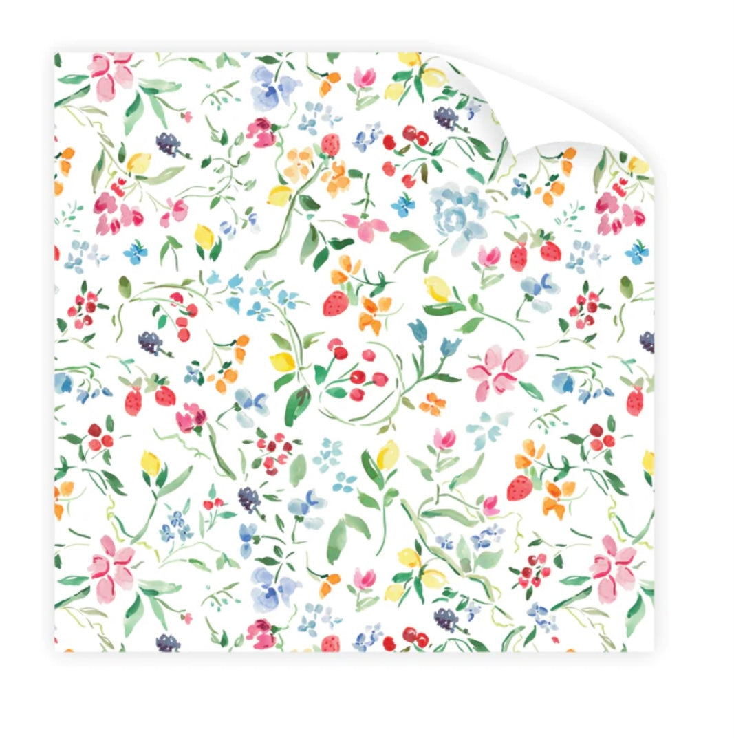 Dogwood Hill Bright Floral Jardin Gift Wrap Sheet