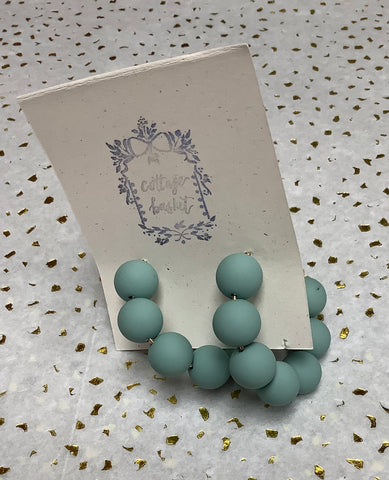 Sea foam Green Silicone Ball Hoop Earrings