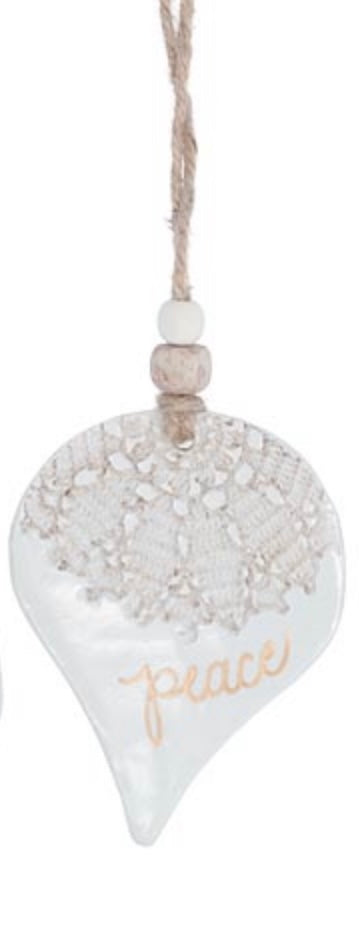 Lace Imprint Peace Resin Ornament