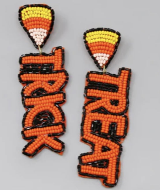 Trick/Treat Candy Corn Seed Bead Earrings