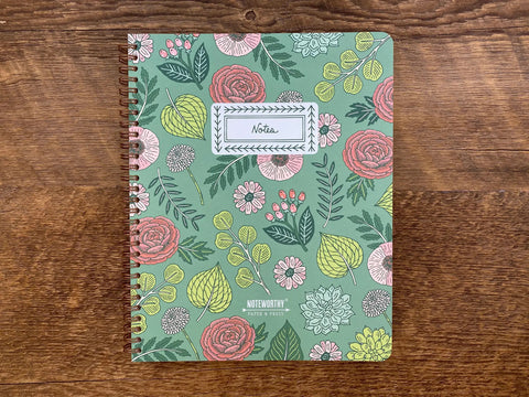 Green floral notebook