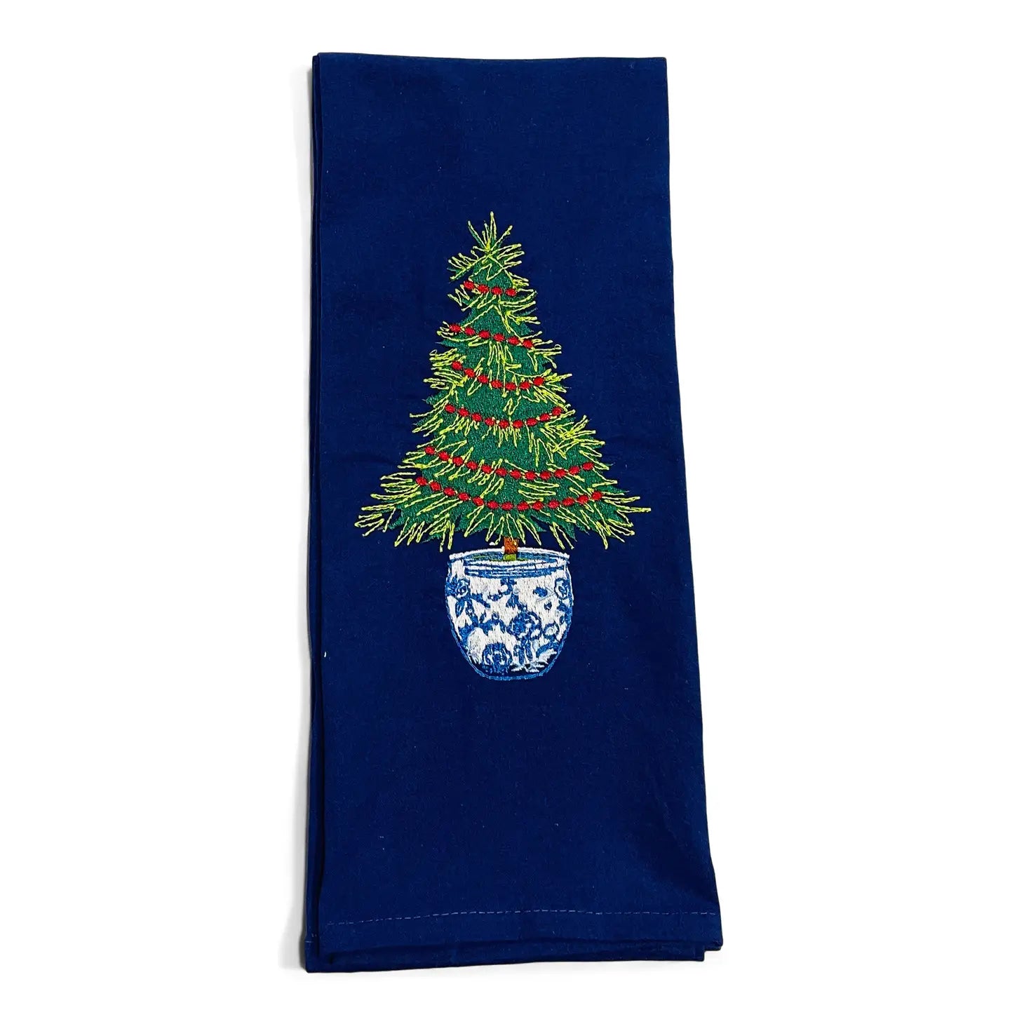 Navy Christmas Tree Tea Towel