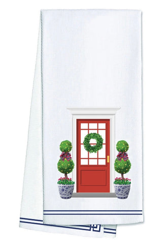Front Door and Topiaries Tea Towel