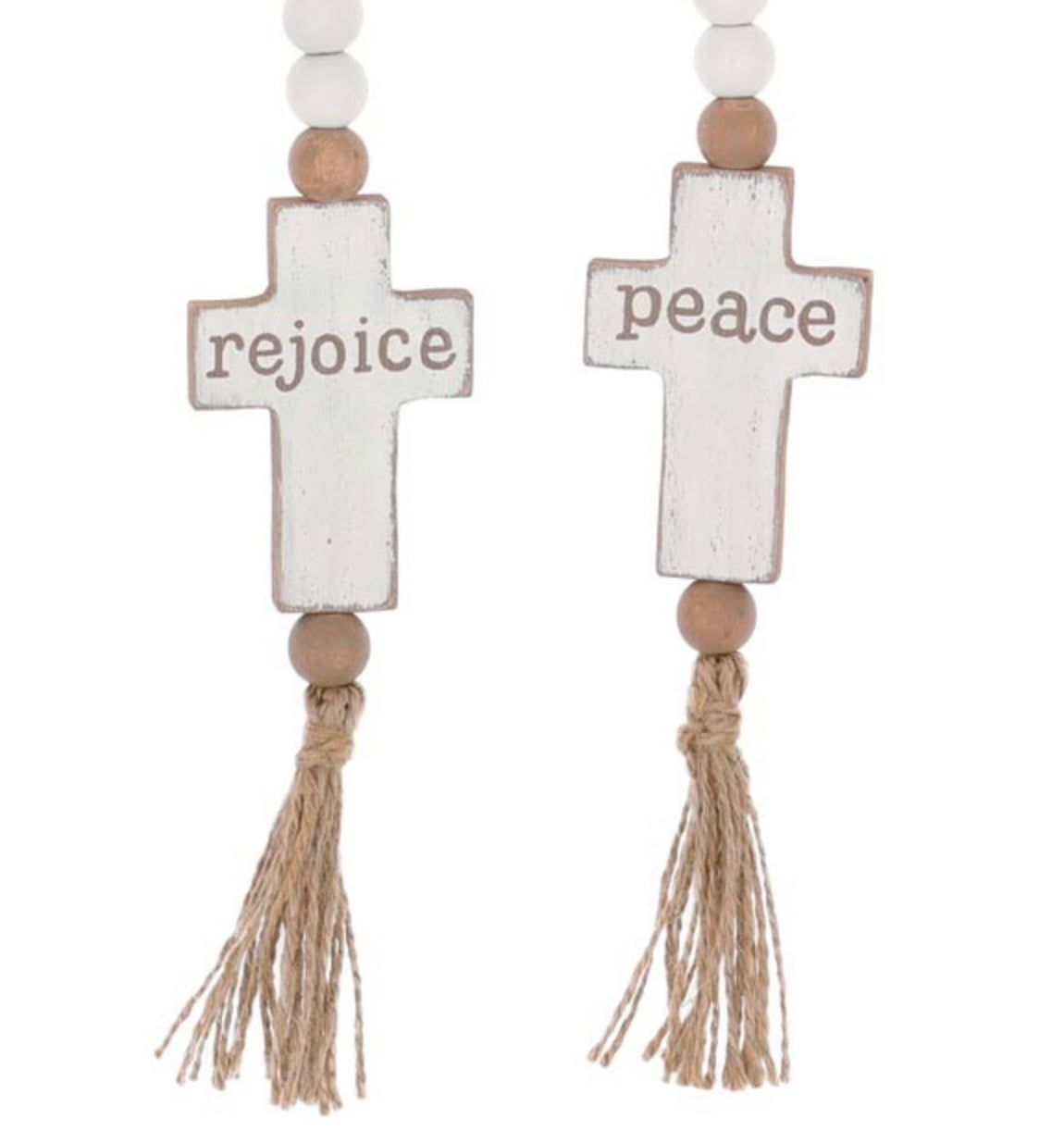Peace and Rejoice Wood Prayer Beads