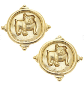 Susan Shaw Gold Bulldog Post Earrings