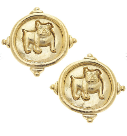 Susan Shaw Gold Bulldog Post Earrings