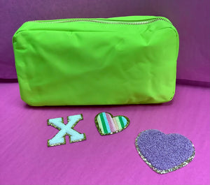 Neon Green Nylon Makeup Pouch