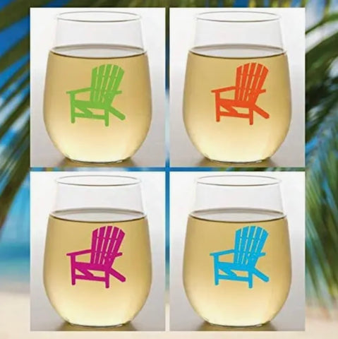 Wine-Oh Adirondack Chairs 4-Pack Shatterproof Wine Glasses