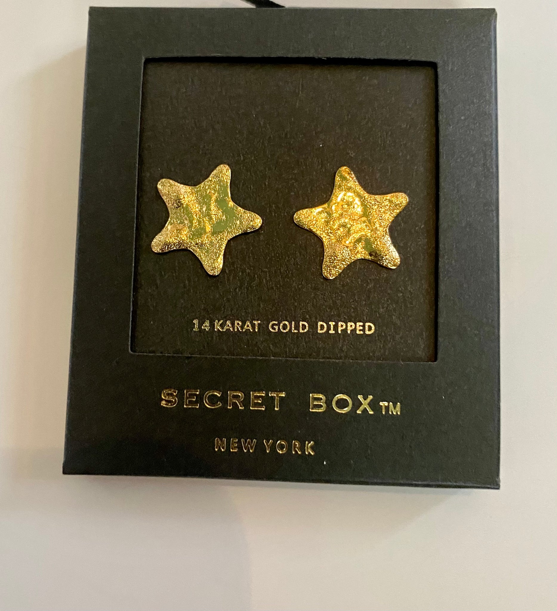 Secret Box Gold Hammered Star Studs