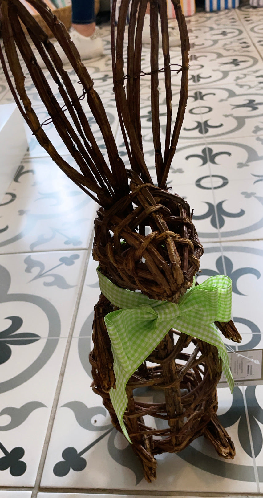 Brown wicker bunny with bow