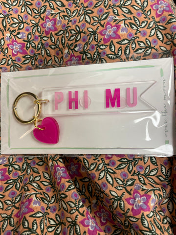 Phi Mu acrylic keychain