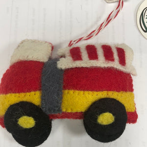 Fire truck ornament- wool
