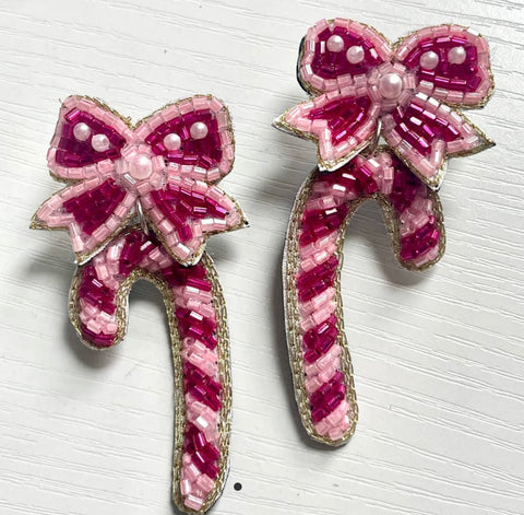 Candy cane beaded earrings