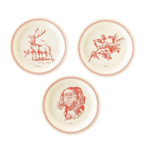 7” Vintage Christmas Red and Ivory Paper Plates (Pack of 9)