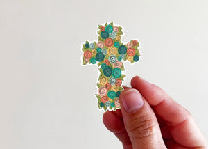 Floral Cross Sticker