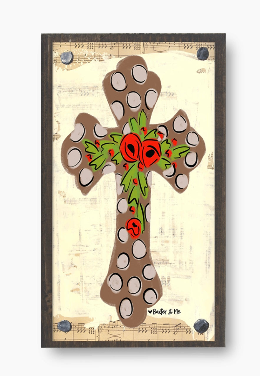 Polka Dot Cross Wood Block