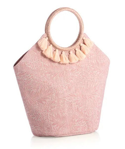 Peach Botanical Round Handle Tote