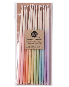 Tall Assorted Color Ombré Beeswax Birthday Candles (Set of 12)