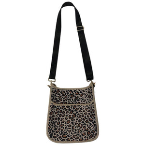 Leopard Neoprene Messenger Bag with Black Strap