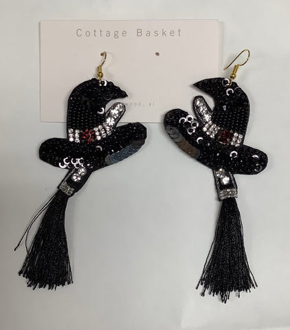 Witch Hat Tassel Earrings