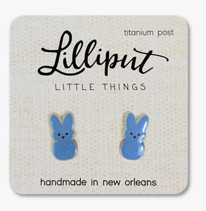 Lilliput Blue Peep Bunny Stud Earrings