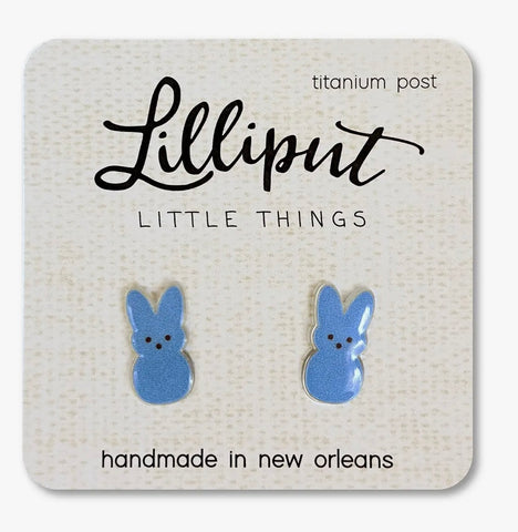 Lilliput Blue Peep Bunny Stud Earrings