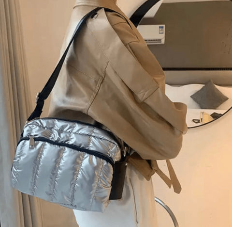 Prenelove Puffer Crossbody- Metallic Silver