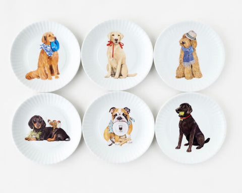 Set of 6 Dog Melamine Plates