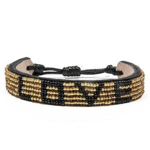 Black & Gold LOVE Beaded Bracelet