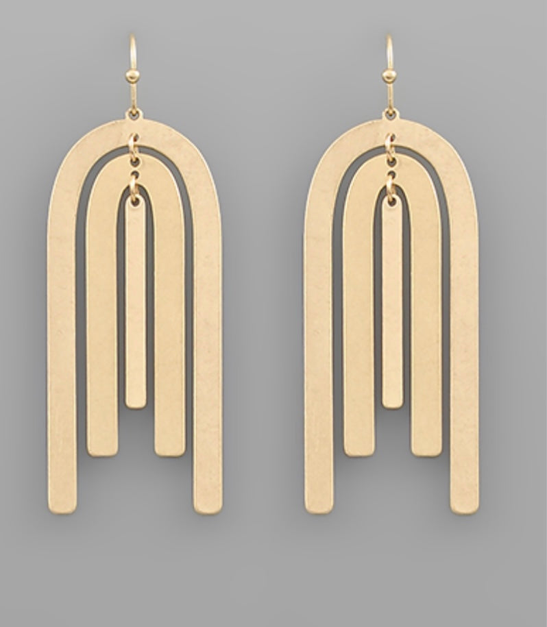 Matte Gold Arch Dangle Earrings