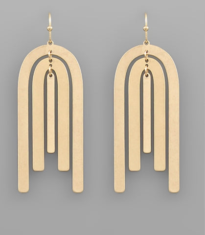 Matte Gold Arch Dangle Earrings