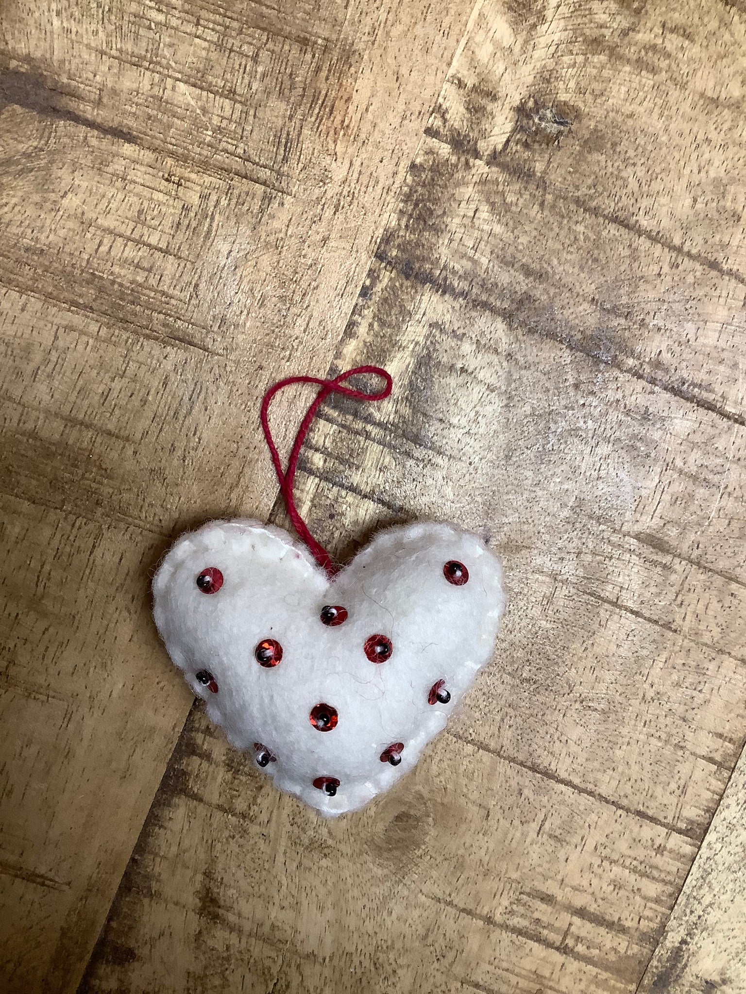 White Felt Heart Ornament
