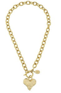 Susan Shaw Gold Heart Toggle Necklace