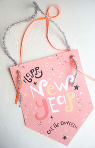 Happy New Year Paper Door Hanger