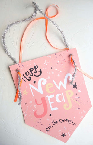 Happy New Year Paper Door Hanger