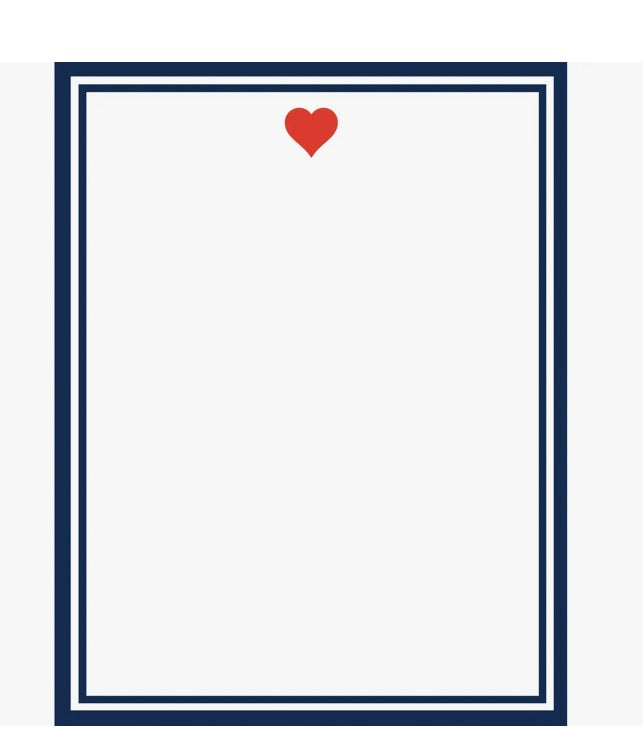 Red Heart with Blue Border Notepad