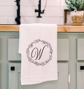 Monogram Tea Towel- Letter “W”