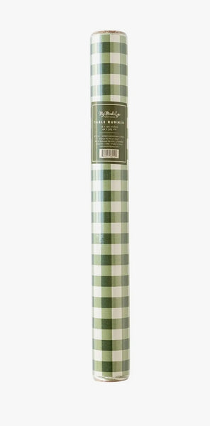 Green Gingham Paper Table Runner