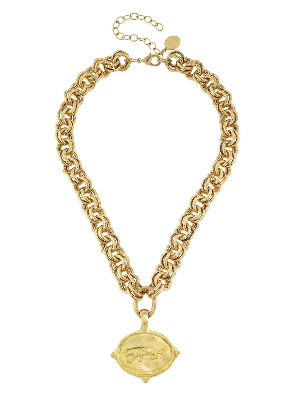 Susan Shaw Gold Double Chain Tiger Necklace