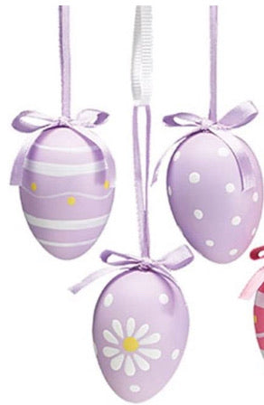 Purple Painted Easter Egg Ornaments  - set of 12