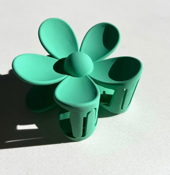 Big Daisy Flower Claw Clip-Emerald Green
