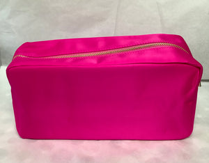 Hot Pink Nylon Cosmetic Bag