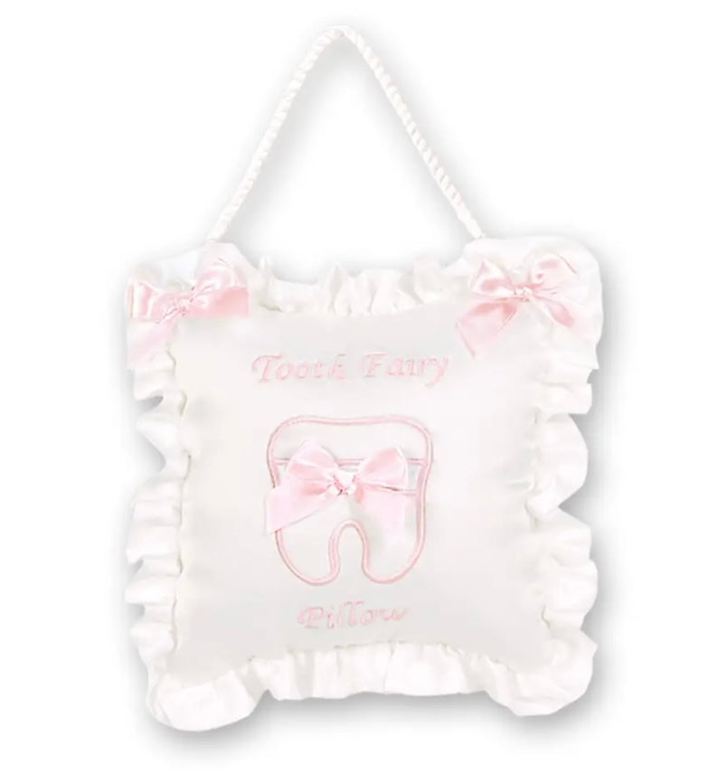 White Satin and Pink Tooth Fairy Pillow