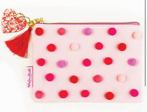 Pink/red Pom Pom pouch