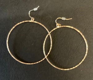 Thin Gold Hammered Circle Earrings