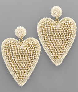 Cream Pearl/Beaded Heart Earrings