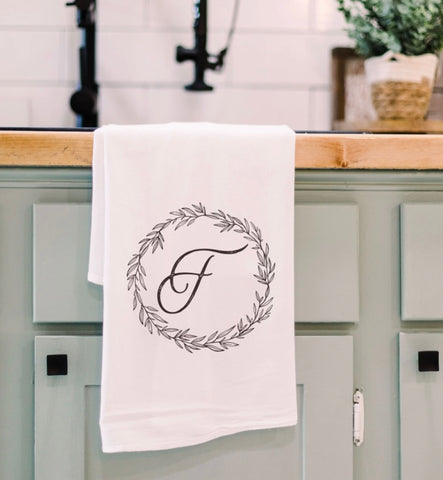 Monogram Tea Towel- Letter “F”