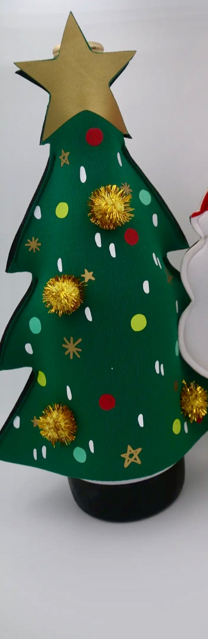 Christmas Tree  Neoprene Wine Bottle Cover