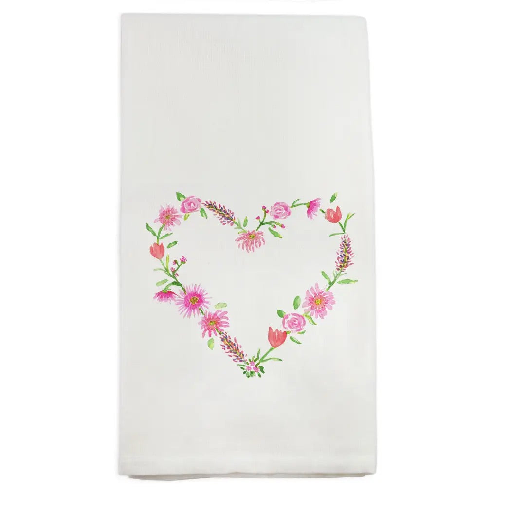 Floral Heart Tea Towel